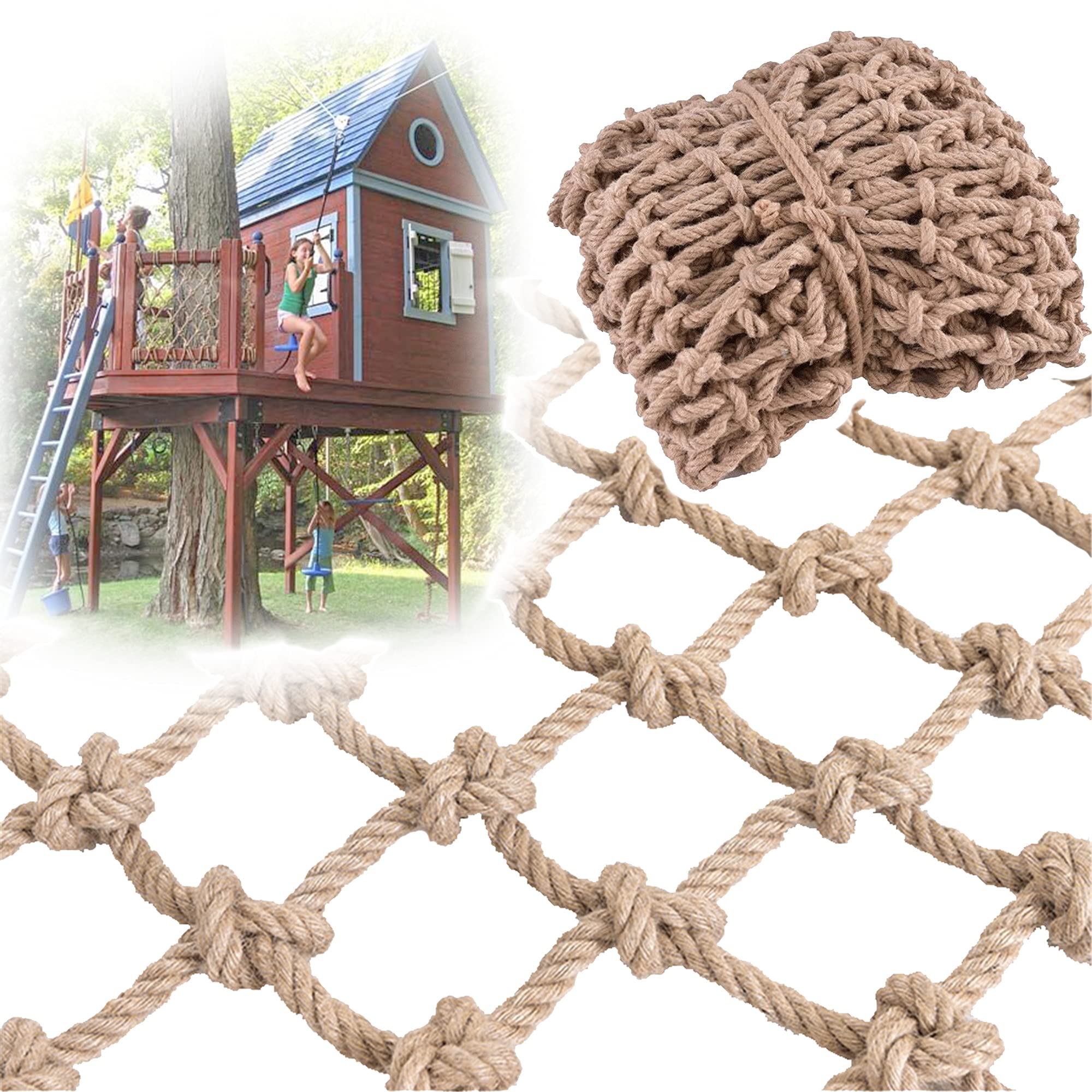 TGHY Red de Cuerda de Cáñamo para La Casa del árbol Red de Seguridad para Escaleras para Niños Escalera de Cuerda Red de Carga Resistente Red de Protección para Barandillas de Balcón