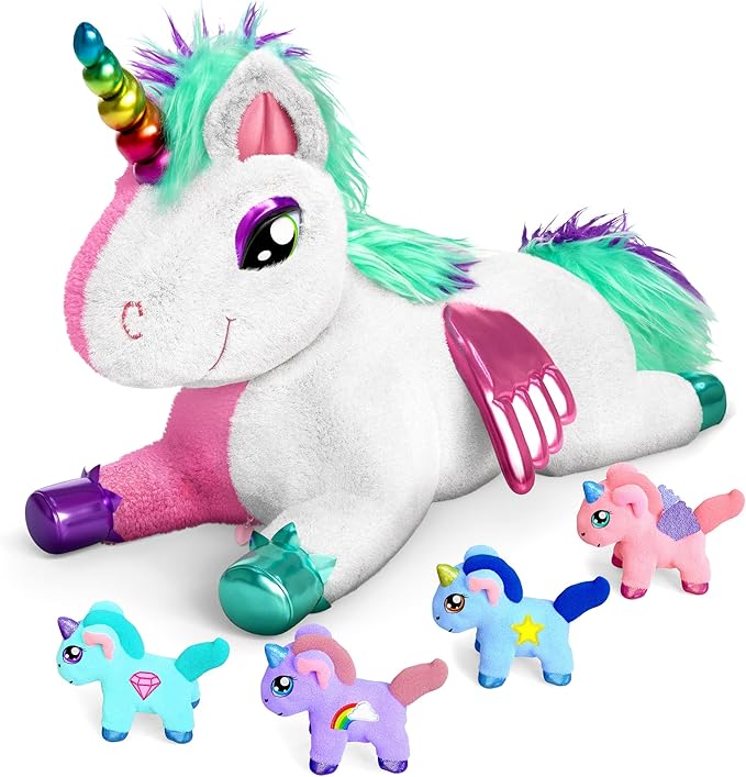 MindSprout Unicorn Mommy Stuffed with 4 Babies