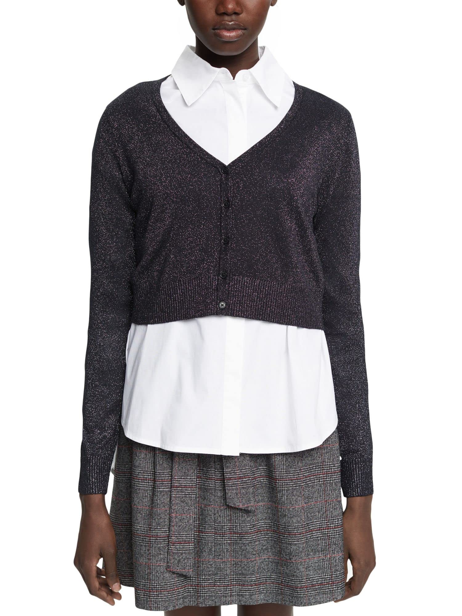 ESPRIT Women's 112EE1I310 Cardigan, 003/BLACK 3, L