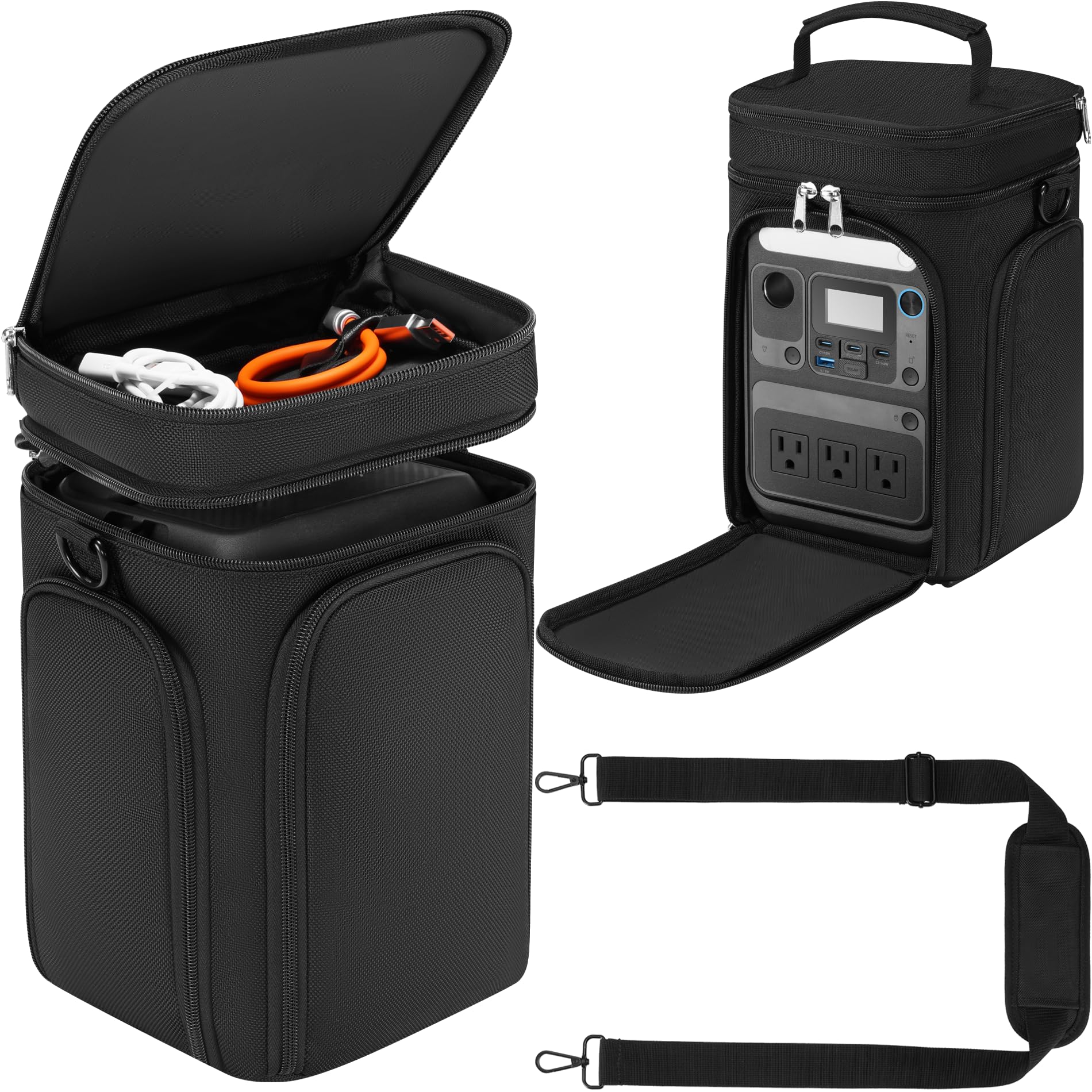 Undomip Travel Bag Compatible with Anker SOLIX C300 Portable Power Station, Carrying Storage Case Cover with Side Zipper, Multi-Pocket, Shoulder Strap
