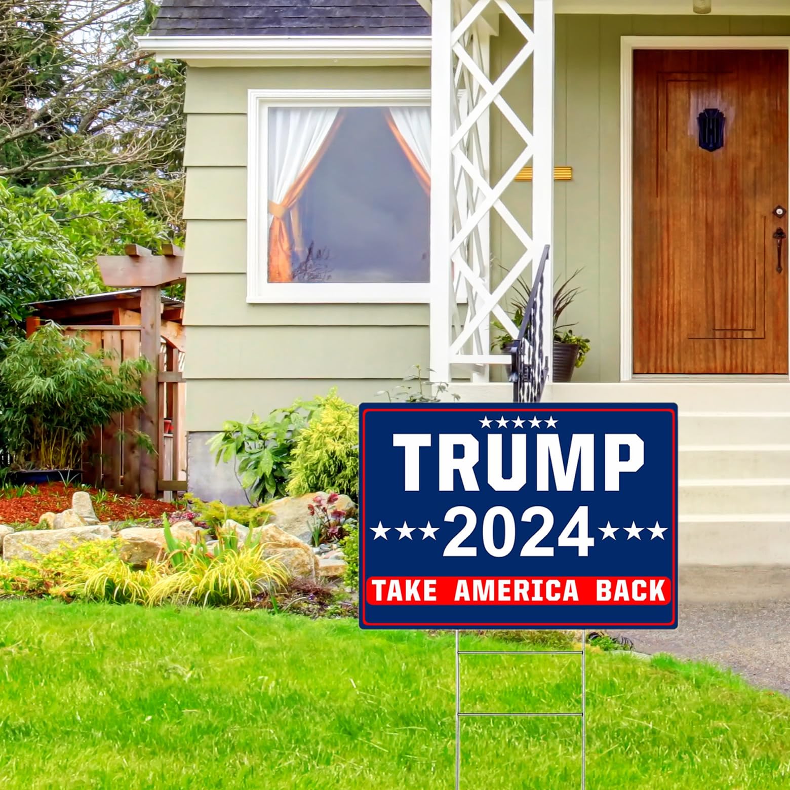 Trump Signs For Yard, Trump Pence Keep America Great 2024 Sign, 12x18 Inhes (3 Pack) Corrugated Plastic Double Sided With Metal H Stake Waterproof, Outdoor Lawn Signage, Made In USA By - Foto 6