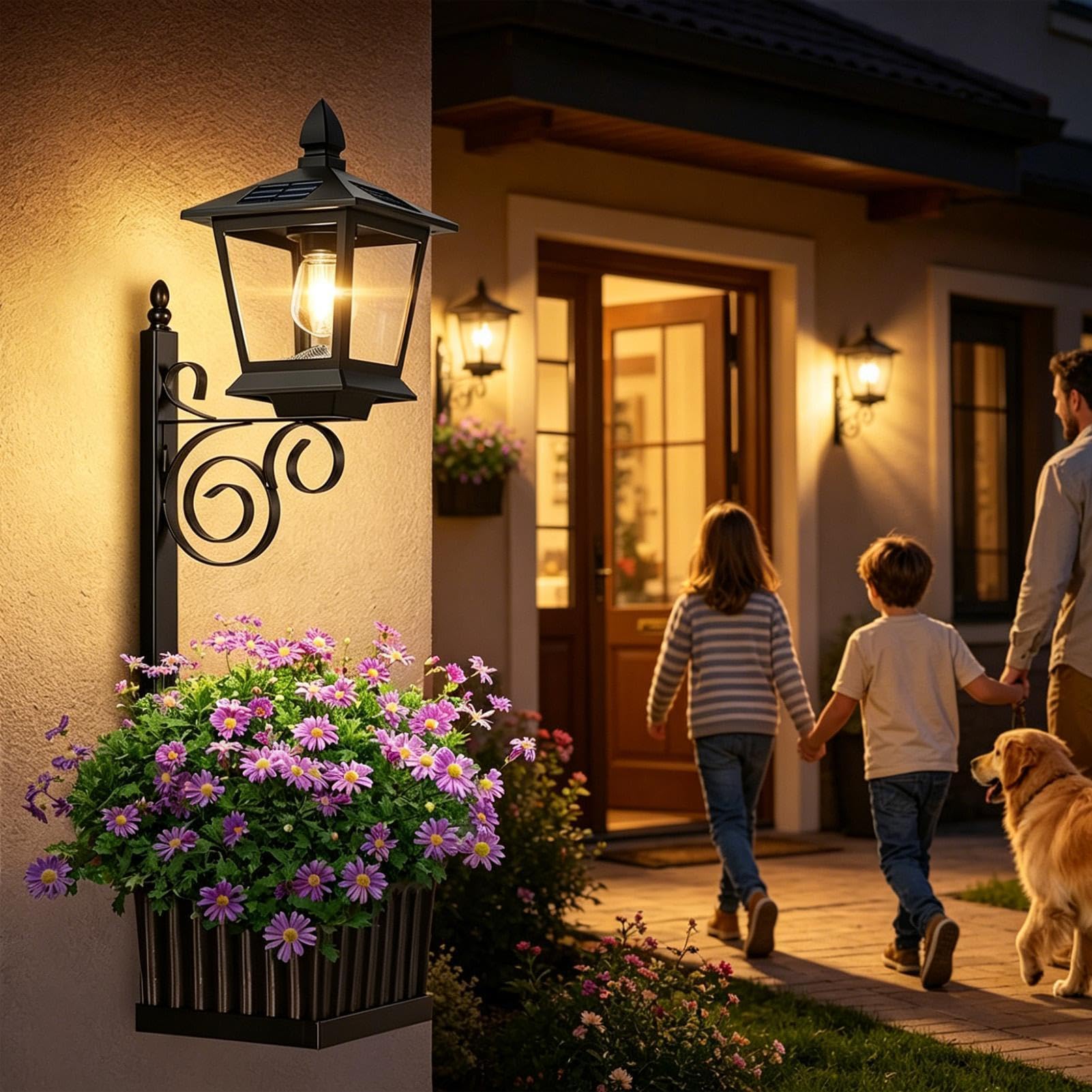 per Luce Solare con Fioriera 2 in 1 Vaso da Fiori con Lanterna Solare | Fioriera da Esterno con Illuminazione per Esterno Giardino Terrazza Prato Balcone Percorso Ingresso