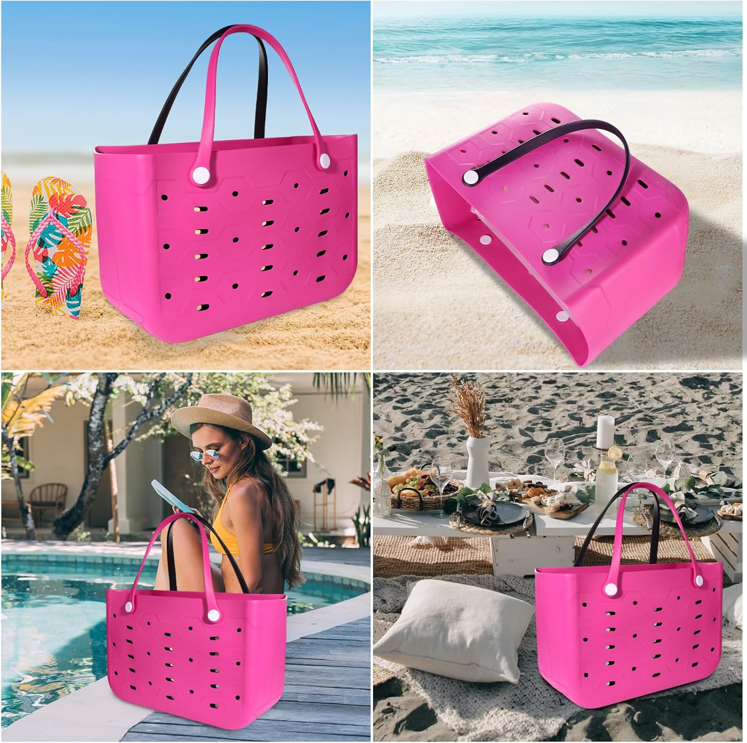 Rubber Beach Bag for Men & Women, Water-resistant Travel Tote Bag for the Beach Boat Pool - Image 5