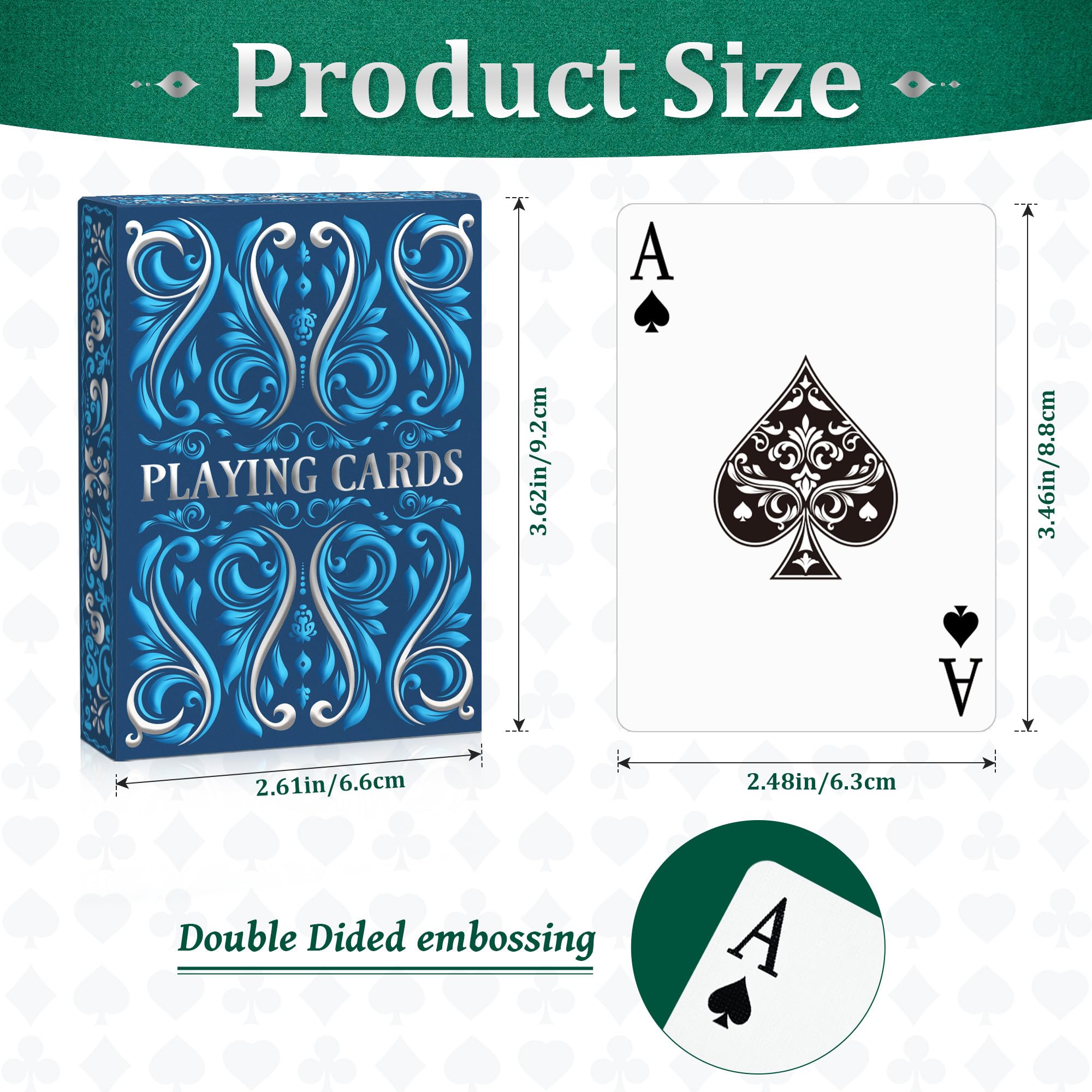 Juego de 2 cartas, baraja de cartas, cartas estándar para adultos, juego de cartas de póquer premium, baraja de cartas para Blackjack, Euchre, Canasta, noche de juego familiar, juegos de fiesta (azul