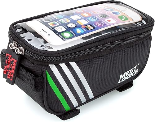 MEETLOCKS Bolsa de bicicleta con pantalla táctil impermeable tamaño 5.7 pulgadas para marco de bicicleta tubo superior manillar celular móvil