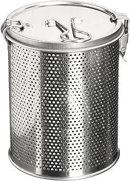 Commercial Grade D 3.9" X H 5.3" Genuine Stainless Steel 18/8 Perforated Strainer - One Touch Lock System - Restaurant & Home Use