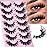 EYDEVRO False Eyelashes Fluffy Lashes D Curl Faux Mink Lashes Cat Eye Lashes Wispy Fake Lashes Fox Eye Manga Lashes Volume Strip Lashes 7 Pairs Pack