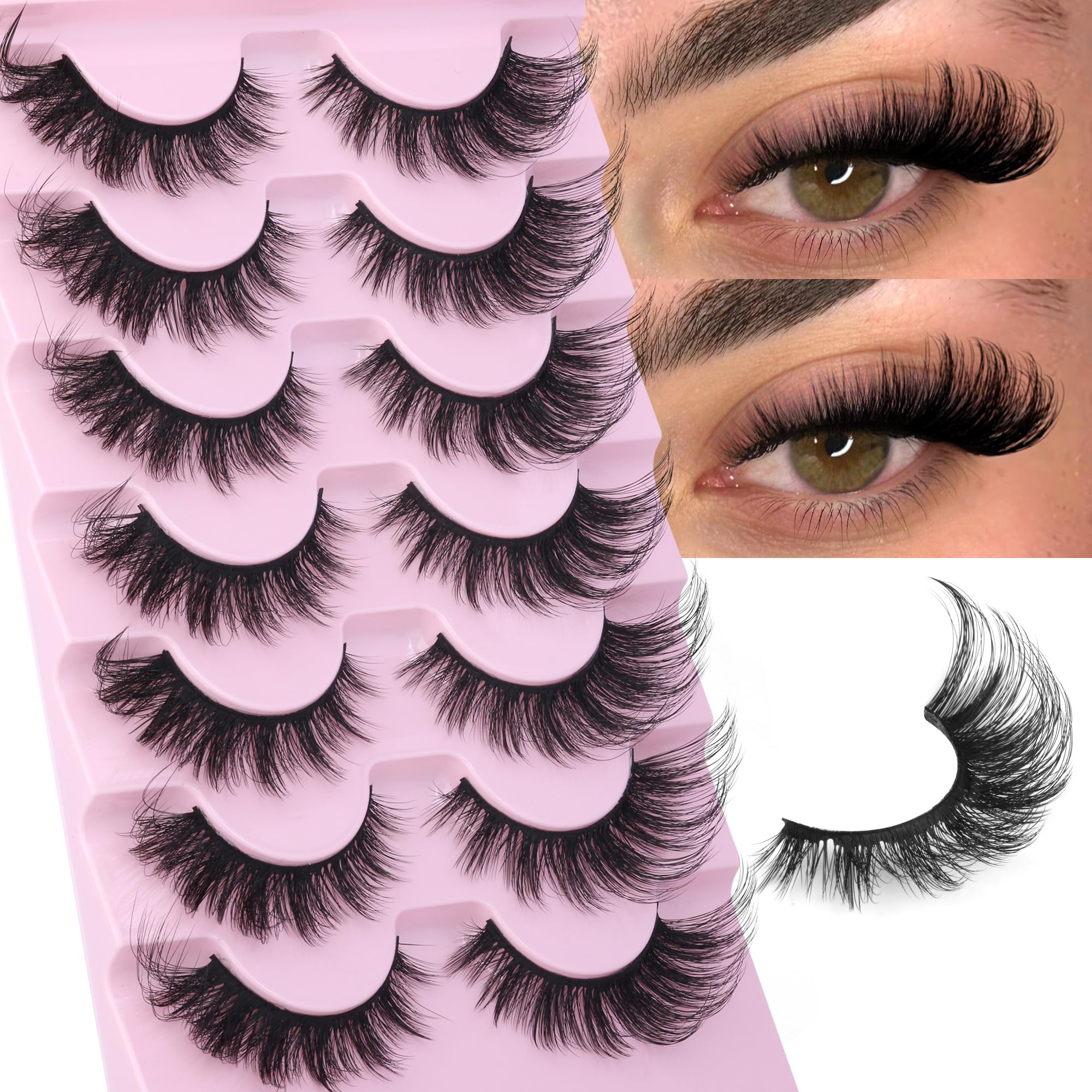 Manga Lashes Look False Eyelashes Anime Lashes Mink Wispy Fluffy Spiky 3D Volume Eyelashes Pack Korean Japanese Asian Cosplay Fake Eyelashes Look Like Individual Cluster 7 Pairs by EYDEVRO: Fox Volume