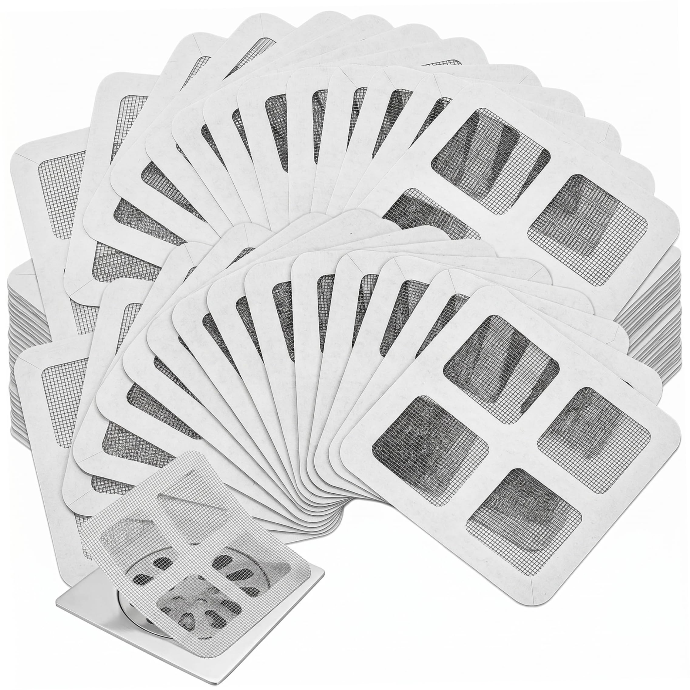 Sjfbebsy 50 Pack Disposable Shower Drain Hair Catcher, Fine Mesh Drain Screen Adhesive Efficient Filtering for Bathroom Bathtub Sink, Hair Stopper for Bathtub