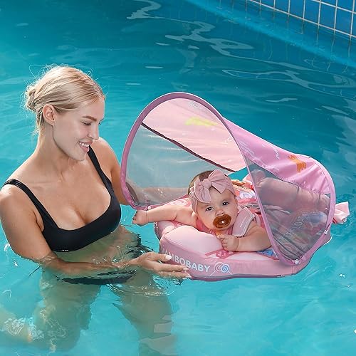 Miniatura 22 de Mambobaby Flotador con dosel, flotadores de piscina para bebé, no inflables, flotadores de natación para bebé, flotadores de seguridad