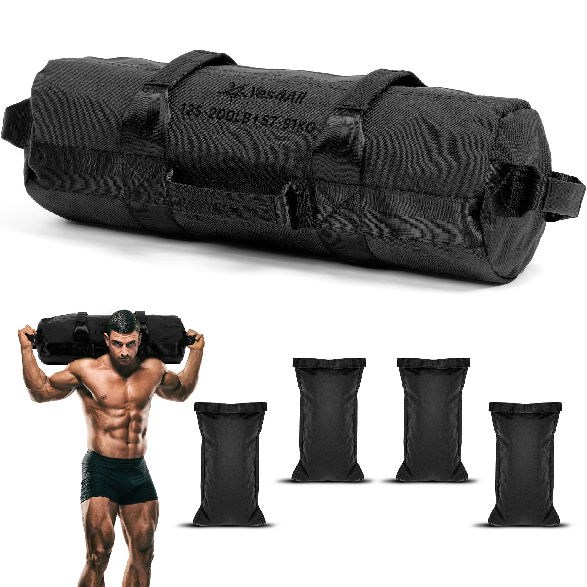 Yes4All 20kg/30kg/50kg/80kg Weight Bag - Sandbags Gym - Core Training Power Bag for Crossfit/Running/Workout/PowerLiffting - Sold UNFILLED