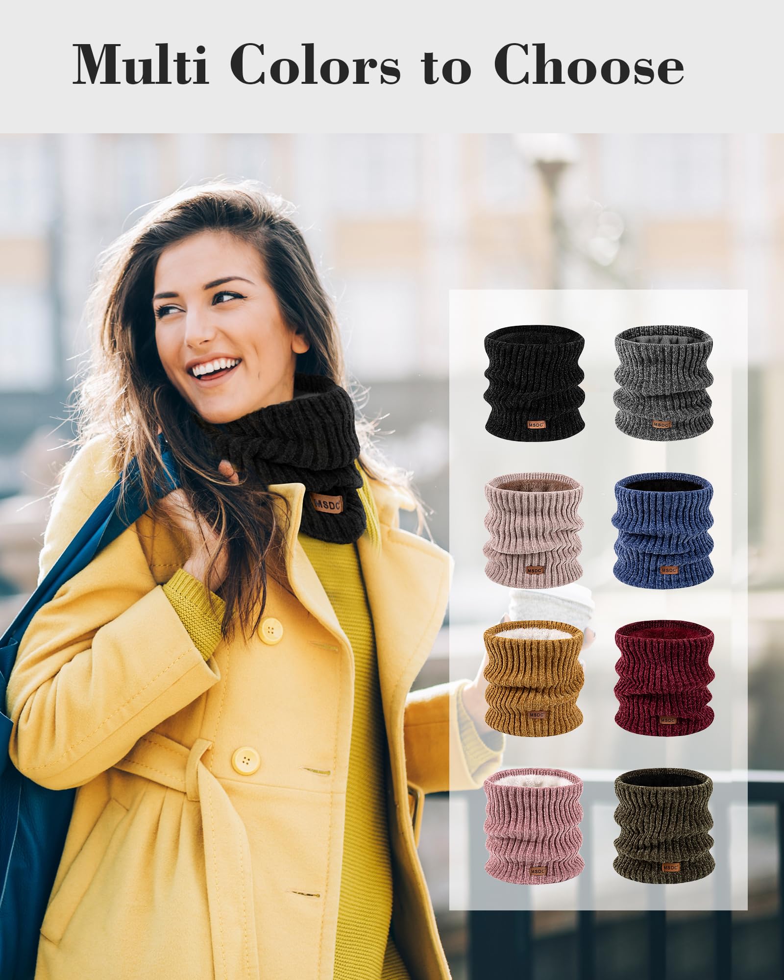 MSDC Winterschal für Damen, Halstuch, Wärmer aus Chenille-Fleece, Gesichtsmaske, Abdeckung für kaltes Wetter