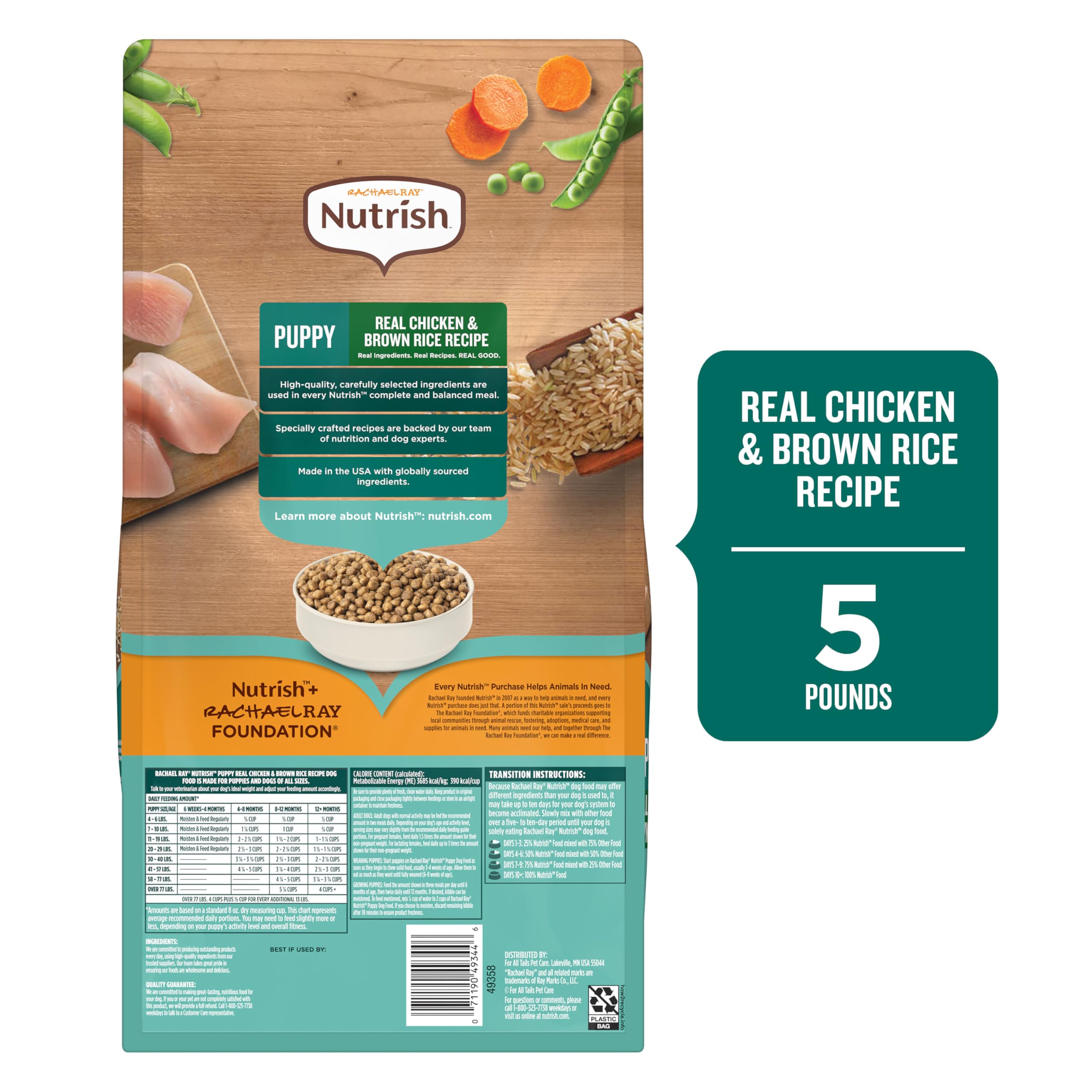 Nutrish Rachael Ray Dry Dog Food Puppy, Real Chicken & Brown Rice Recipe, 5 lb. Bag - 4