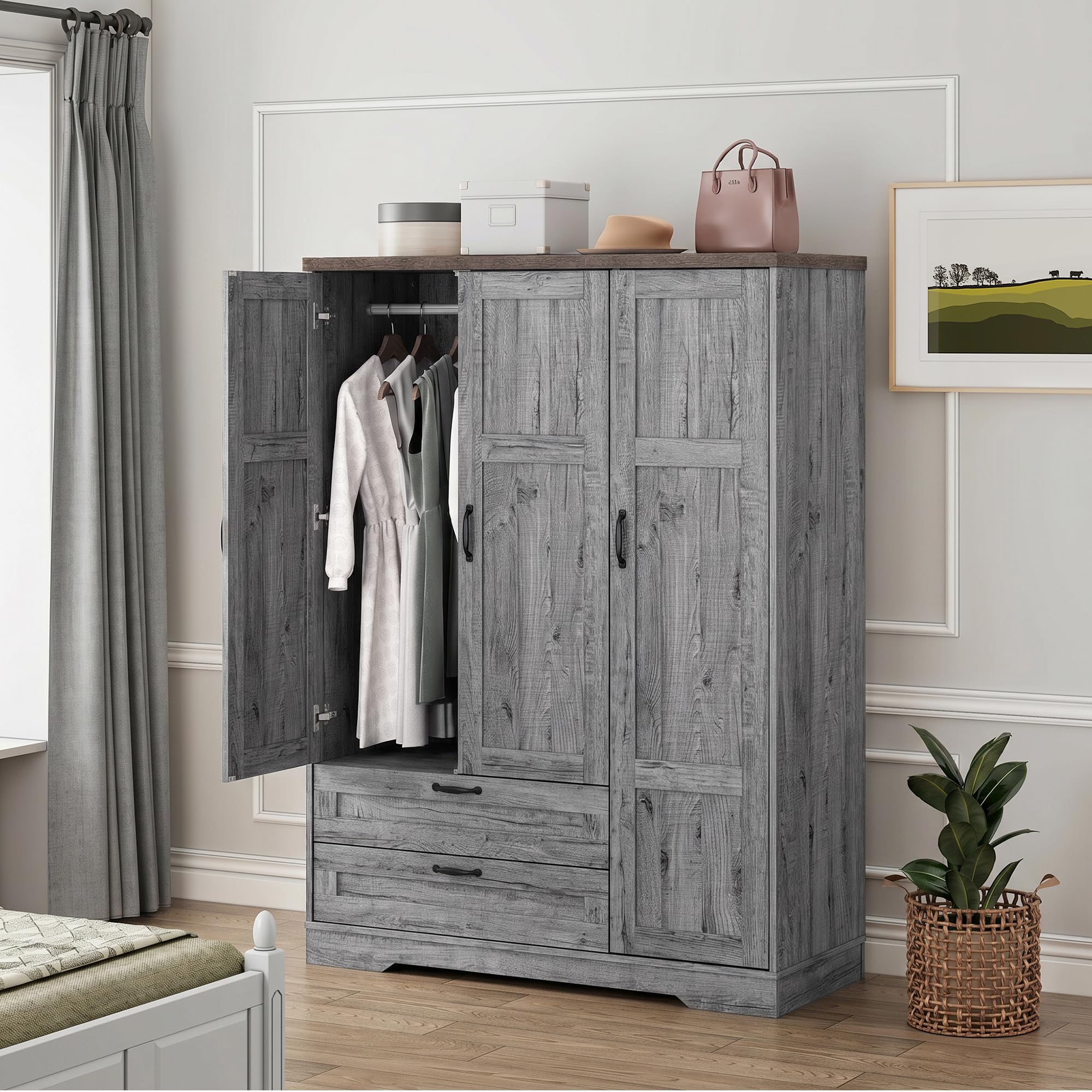 Brafab 62 Wooden Armoire Wardrobe Closet
