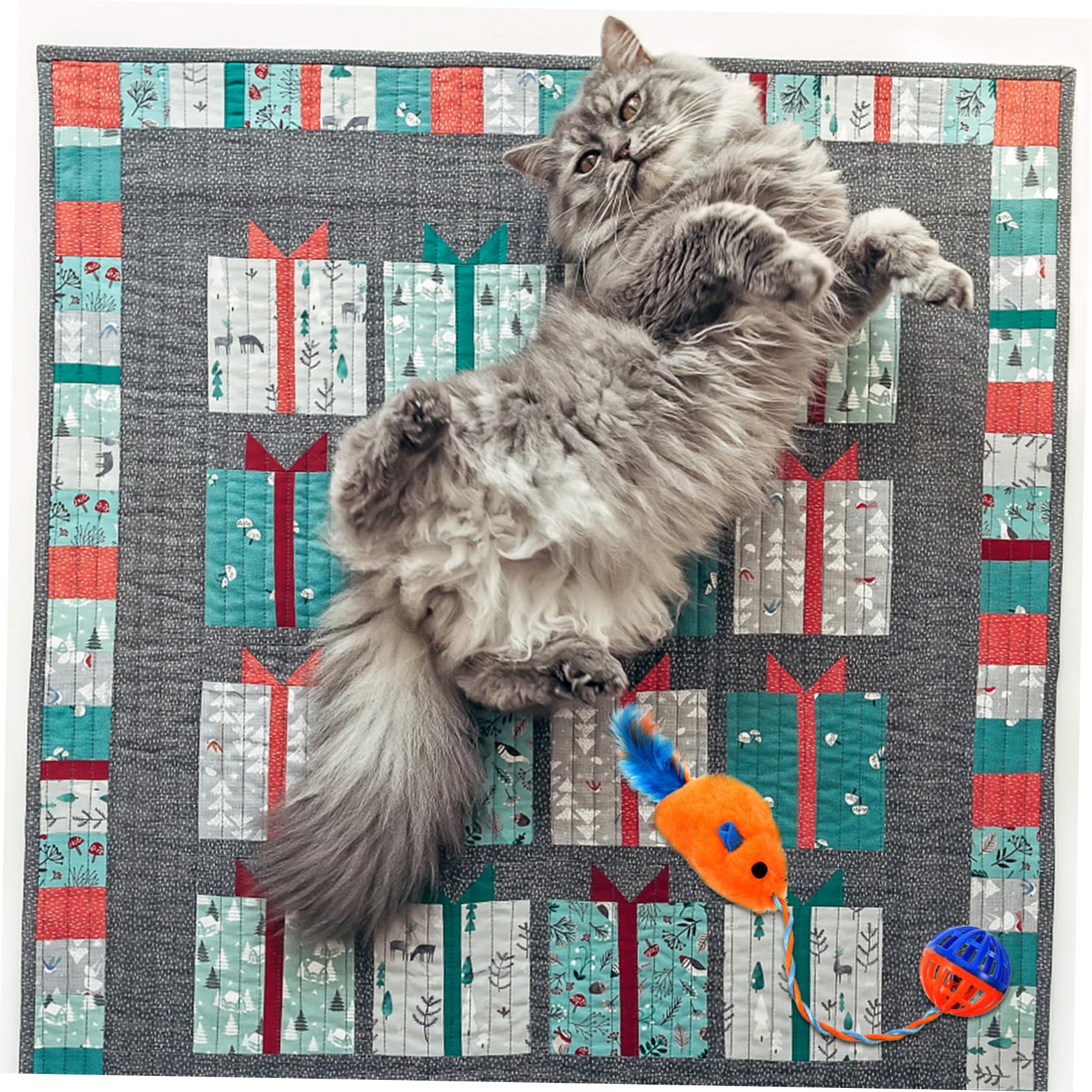Toyvian Jouet pour Chat Intérieur avec Souris en Peluche et Clochette en Plastique, Jouet Interactif pour Chaton, Exercice et Amusement Garantis