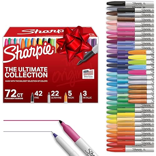 Sharpie Permanent Markers, Ultimate Collection, Ultra Fine And Fine Tip Markers, Great For Teacher And Classroom Supplies, Art Supplies, Bulk Marker Set, Assorted Colors, 72 Count
