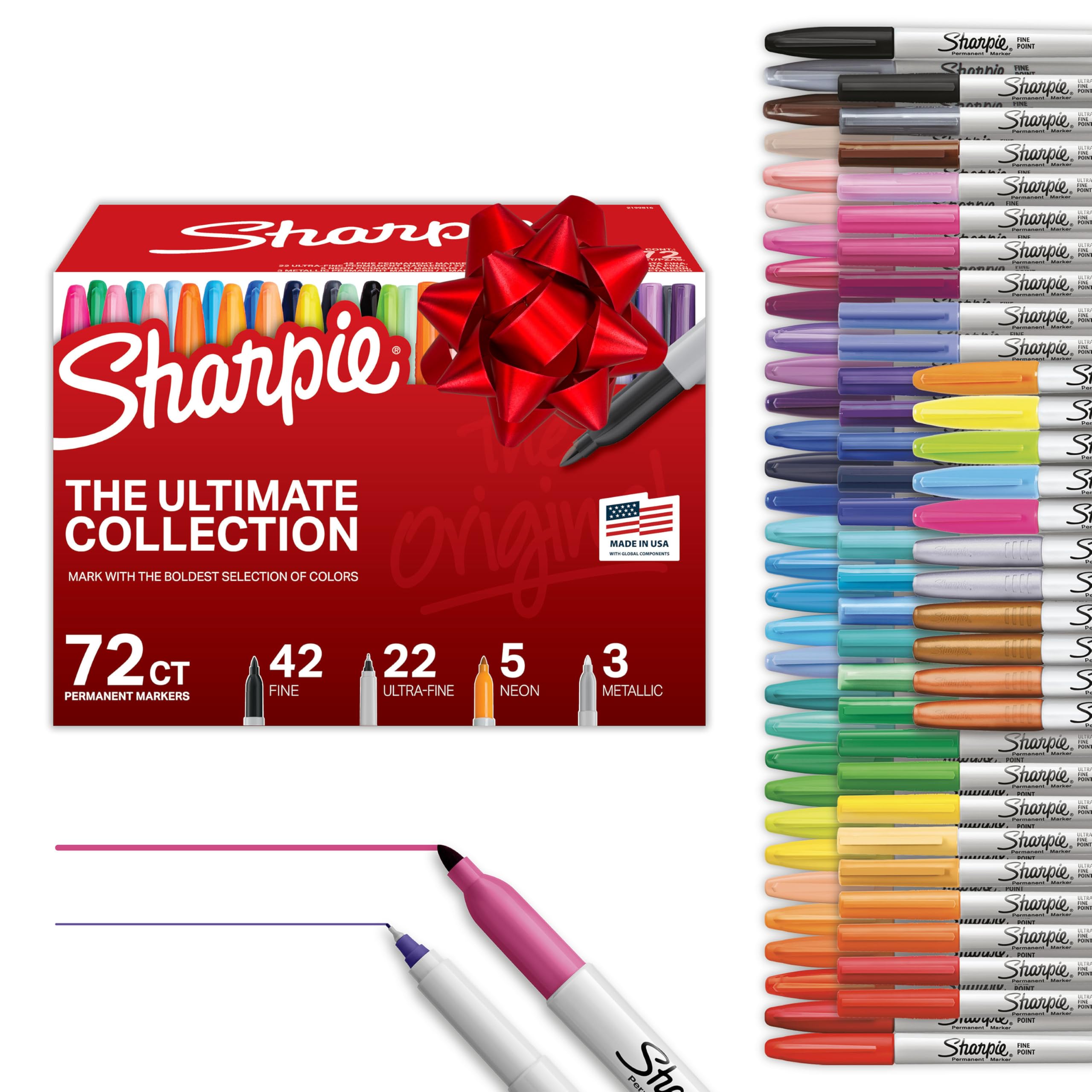 Sharpie Permanent Markers, Ultimate Collection, Ultra Fine And Fine Tip Markers, Great For Teacher And Classroom Supplies, Art Supplies, Bulk Marker Set, Assorted Colors, 72 Count