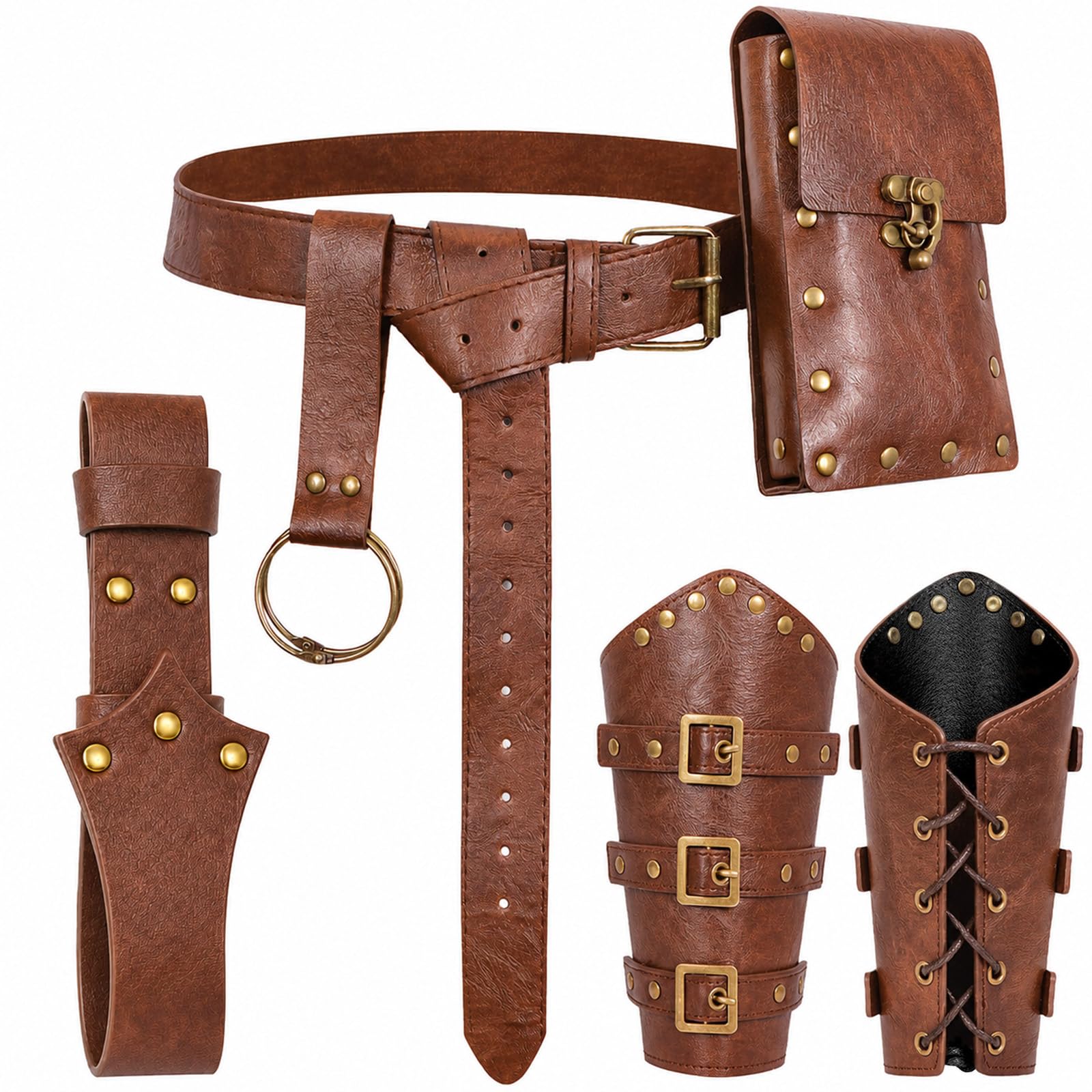 Renaissance Belt Pouch Set Medieval Pirate Ren Faire Accessories