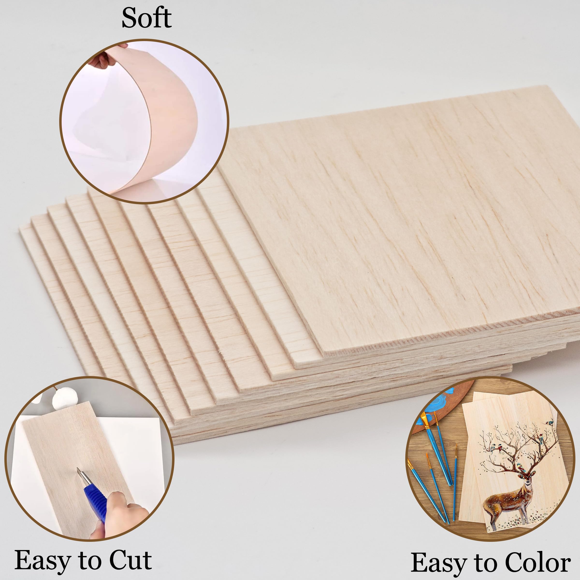 10 Pack Balsa Wood Sheets, 100X100X2 mm Balsa Wood Thin, BalsaWood Board for Home Decoration Arts, DIY Crafts Projects - Image 4