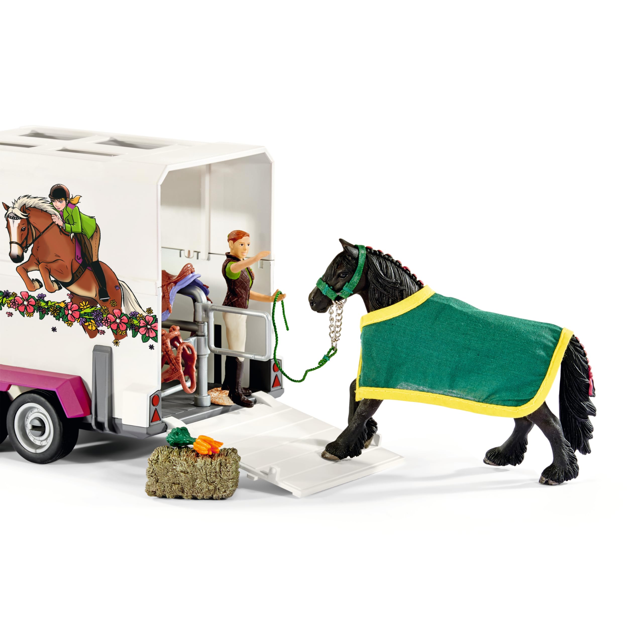 Schleich Horse Club | Pick-up mit Pferdeanhänger 42346 | 38 Teile | Set inkl. Fahrzeug, Anhänger, Pferd, 2 menschliche Figuren & Zubehör | Pferdespielzeug & Geschenk für Kinder ab 5 Jahren