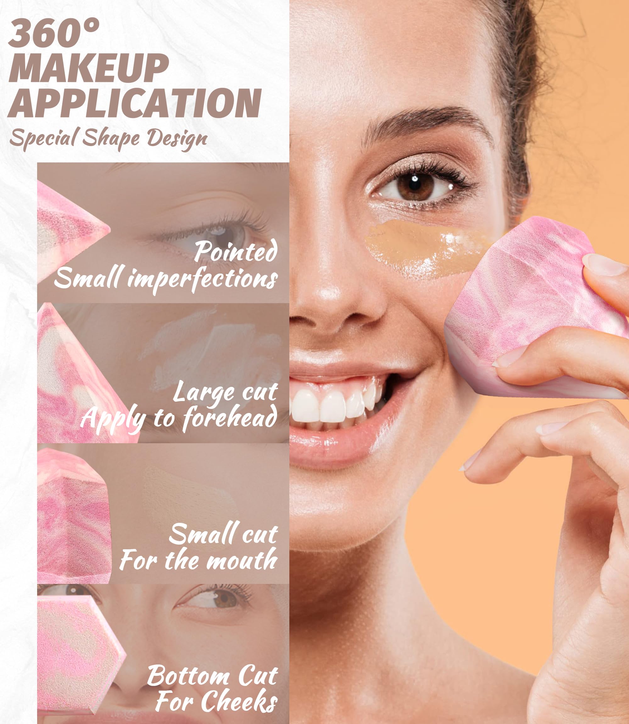 Sonnorel spugna trucco, rombia multicolore miscela spugna di bellezza fondotinta spugna trucco, liquido, crema e polvere impeccabile (sabbia di soia rossa)