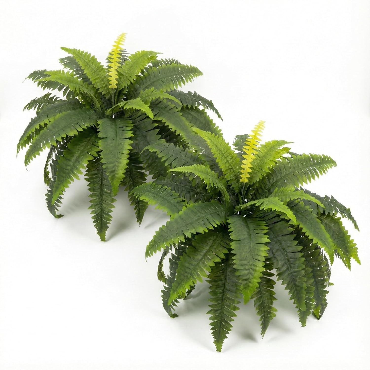 Artificial Ferns for Outdoors, Set of 2 Bouquets 33" Diam Large Fake Ferns 37 Fronds Faux Boston Fern Bush Plant for Indoors Home Garden Porch Windowsill Entrance Farmhouse Décor…