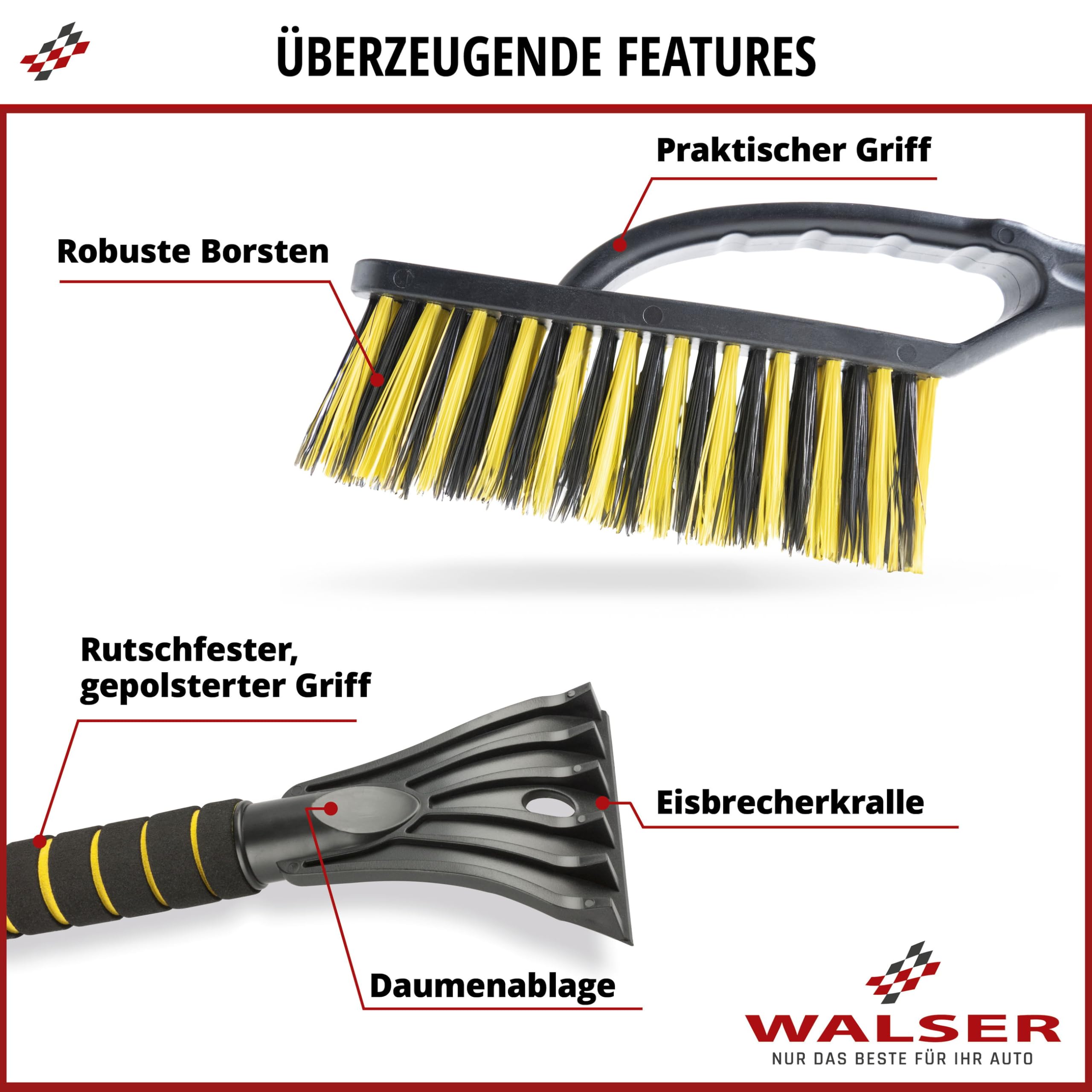 WALSER rascador de hielo para coche, rascador de hielo para coche con escoba