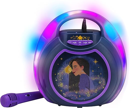 eKids Disney Wish Karaoke Machine, Bluetooth Speaker with Microphone for Kids, Designed for Fans of Disney Toys and Gifts