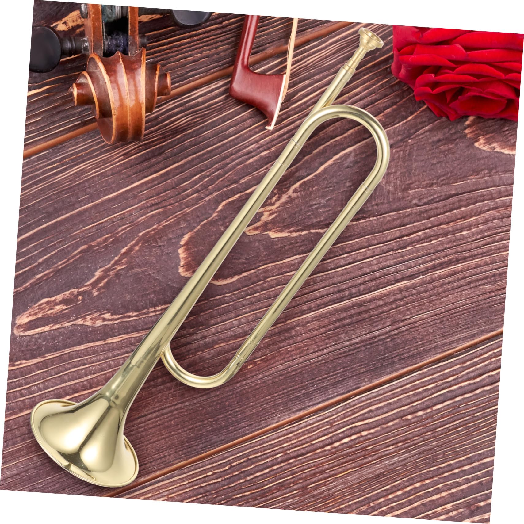 TOYANDONA Trompeta de Latón Dorado y Función Decorativa Diseño Creativo para Niño Bemol Adecuado para Estudiantes y Principiantes en Instrumentos Musicales