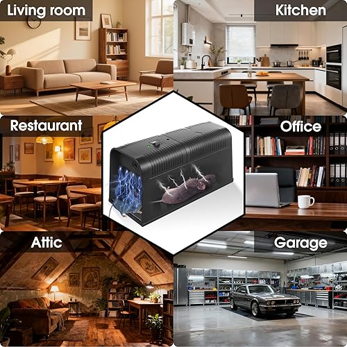 Miniatura 8 de Paquete de 2 trampas eléctricas para ratones, trampa eléctrica para ratas, trampa electrónica para ratas. Trampas para ratones de interior para