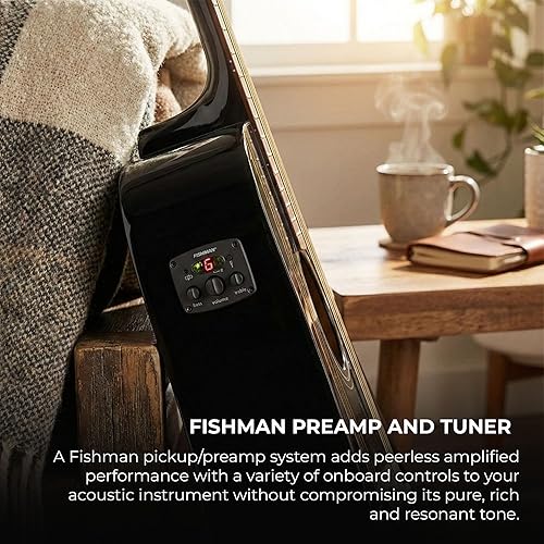 Miniatura 7 de Fender CD-60SCE Dreadnought - Guitarra acústica electroeléctrica de tapa sólida - Paquete negro con estuche duro, cable de instrumento, afinador,