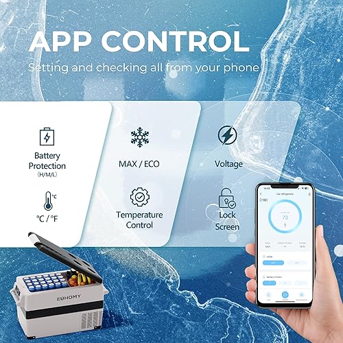 Miniatura 2 de Euhomy - Refrigerador de automóvil 12 voltios 45L 48 qt refrigerador RV con 1224 V CC y 120-240 V CA refrigerador y congelador para automóvil