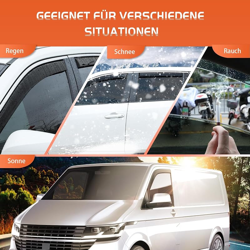 GEARMONSTER Volkswagen T5 T6 Ablakcsatornák Szélvédő Esővédő 2db Fekete