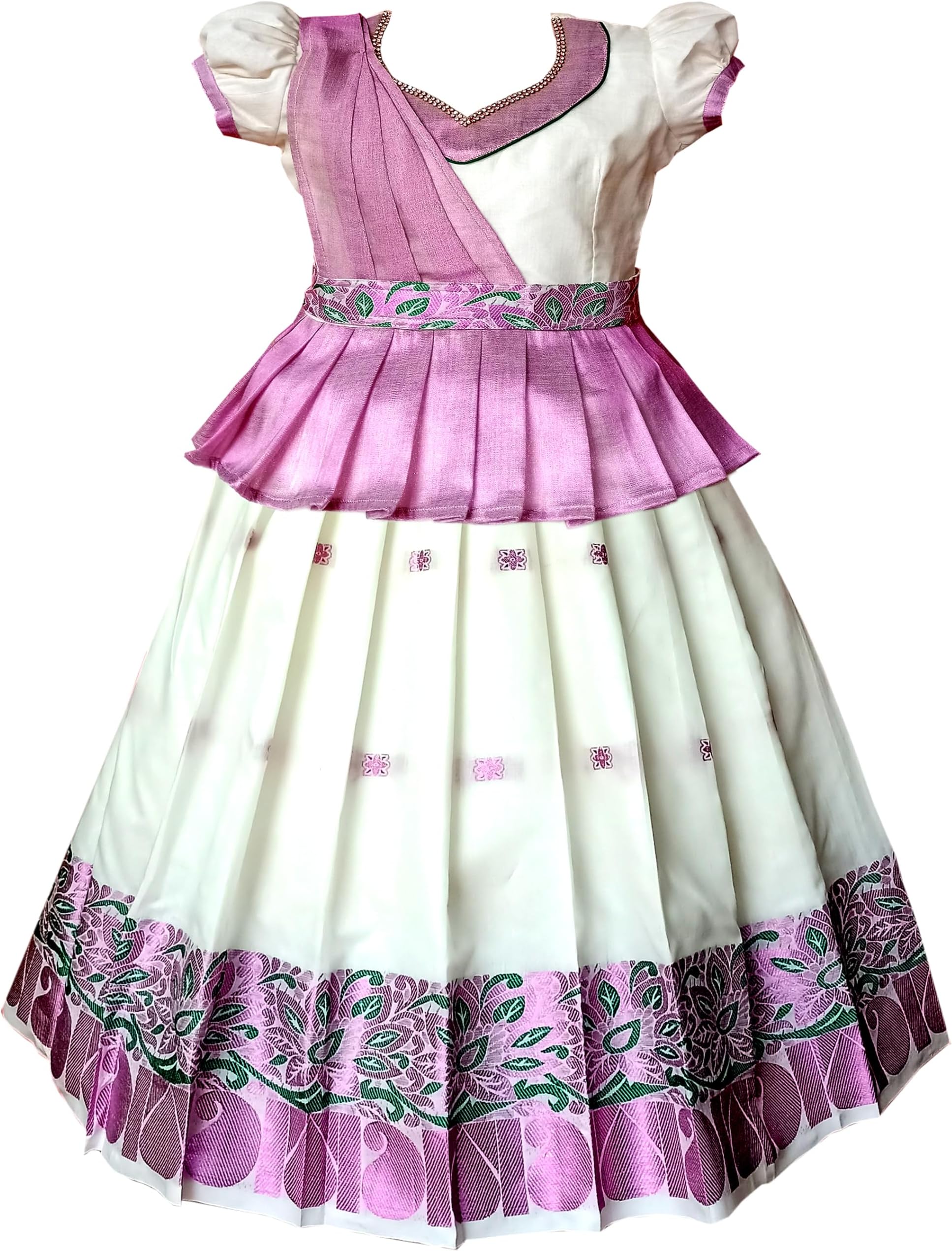 Girl's Silk Readymade Traditional Lehenga Choli with-KERALA HALF SAREE 3 colour JERRY