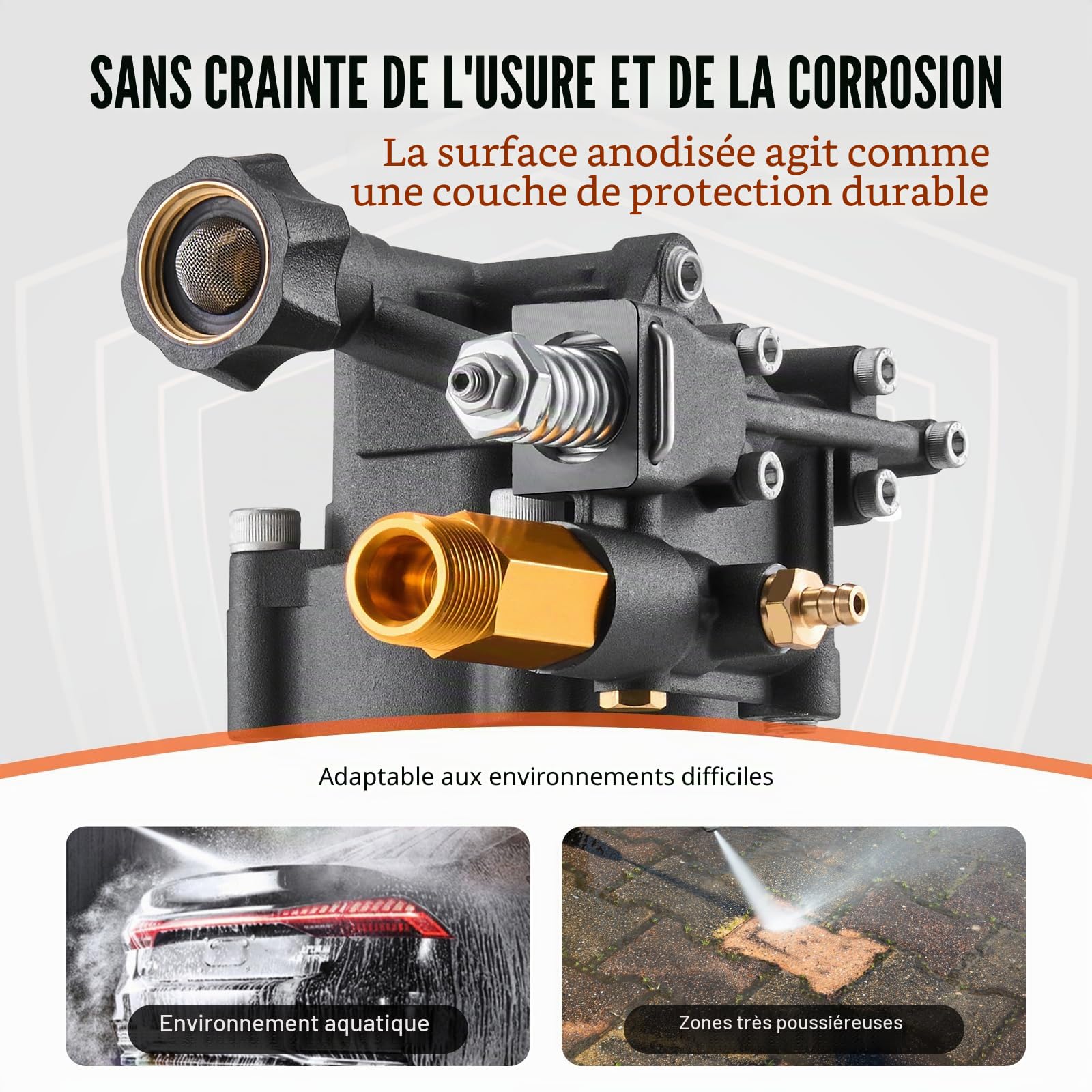 VEVOR Pompe de nettoyeur haute pression, arbre horizontal de 19,05 mm, 3500 PSI, 2,5 GPM, kit de pompe de remplacement avec 5 buses, quincaillerie, tube siphon, pour Simpson, Honda, Troy-Bilt, Generac