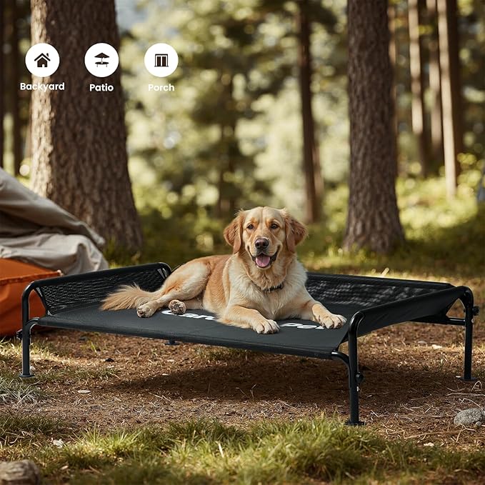 Catre Elevado para Perro Pequeño con Barandilla y Malla Refrescante 35 Pulgadas miniatura 5