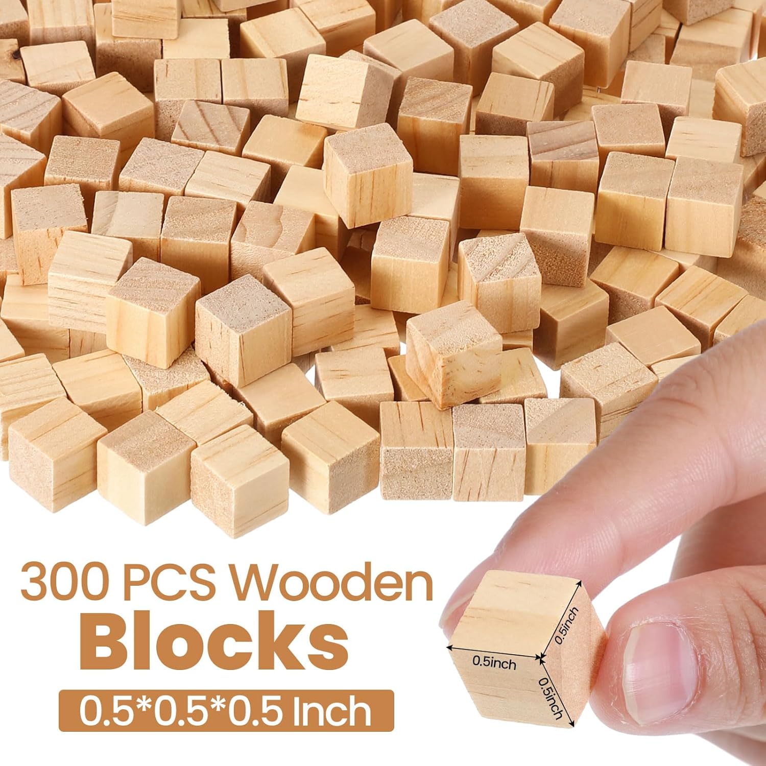 barydat 300 pcs 0.5 in wooden cubes,unfinished wooden blocks for crafting natural craft wood square blank cube for diy project baby showers 0.5 in 300