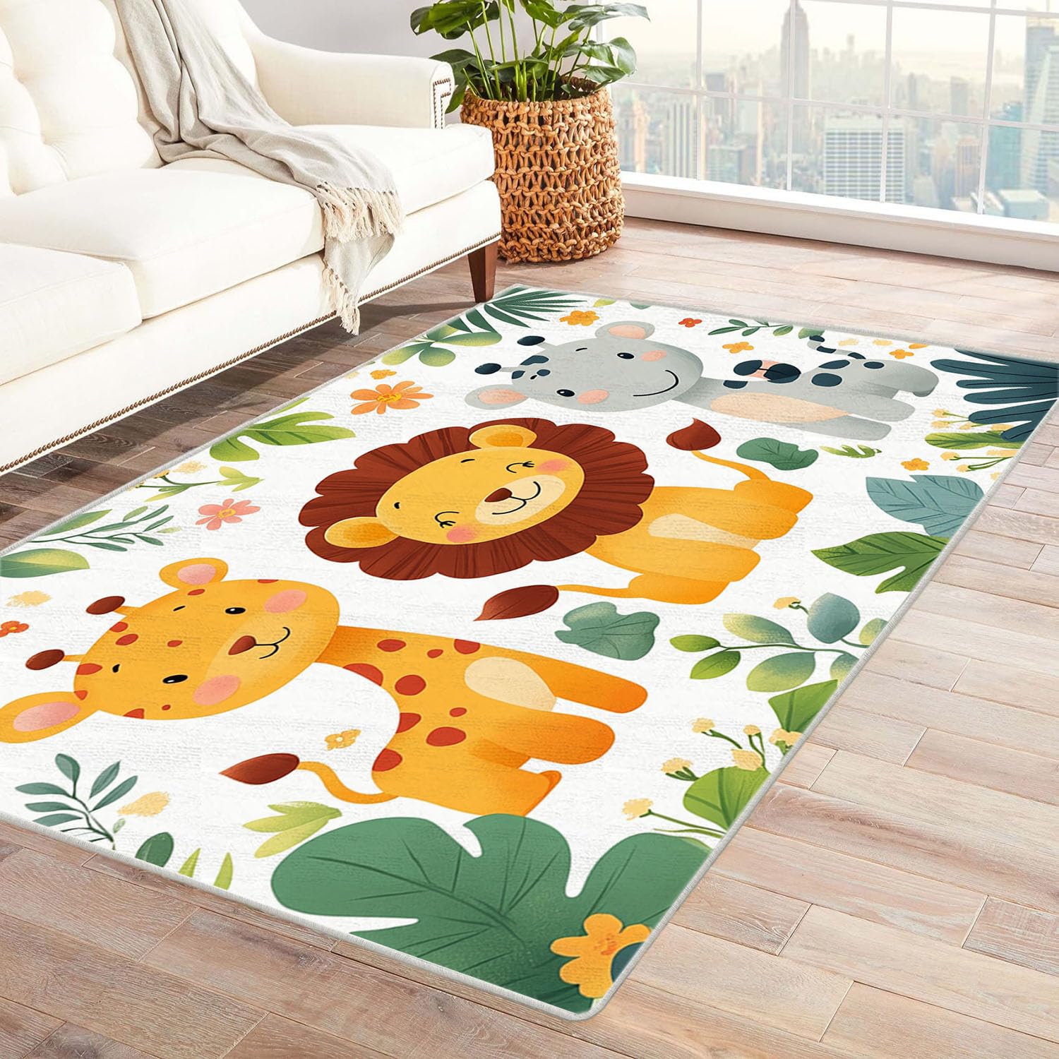 Tapis de cuisine lion jaune lavable pour éviter les sols froids