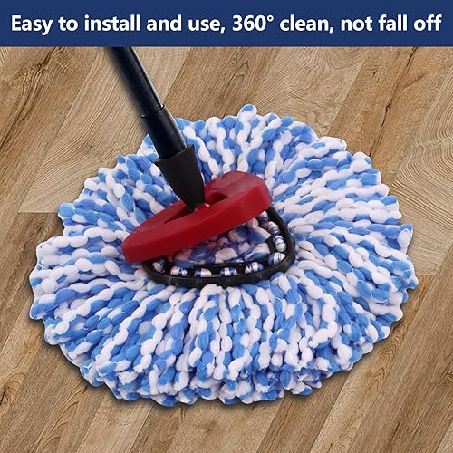 Miniatura 5 de Paquete de 2 cabezales de repuesto compatibles con O Cedar 2 tanques, trapeador giratorio y cubo, fregona de microfibra de fácil limpieza, repuesto