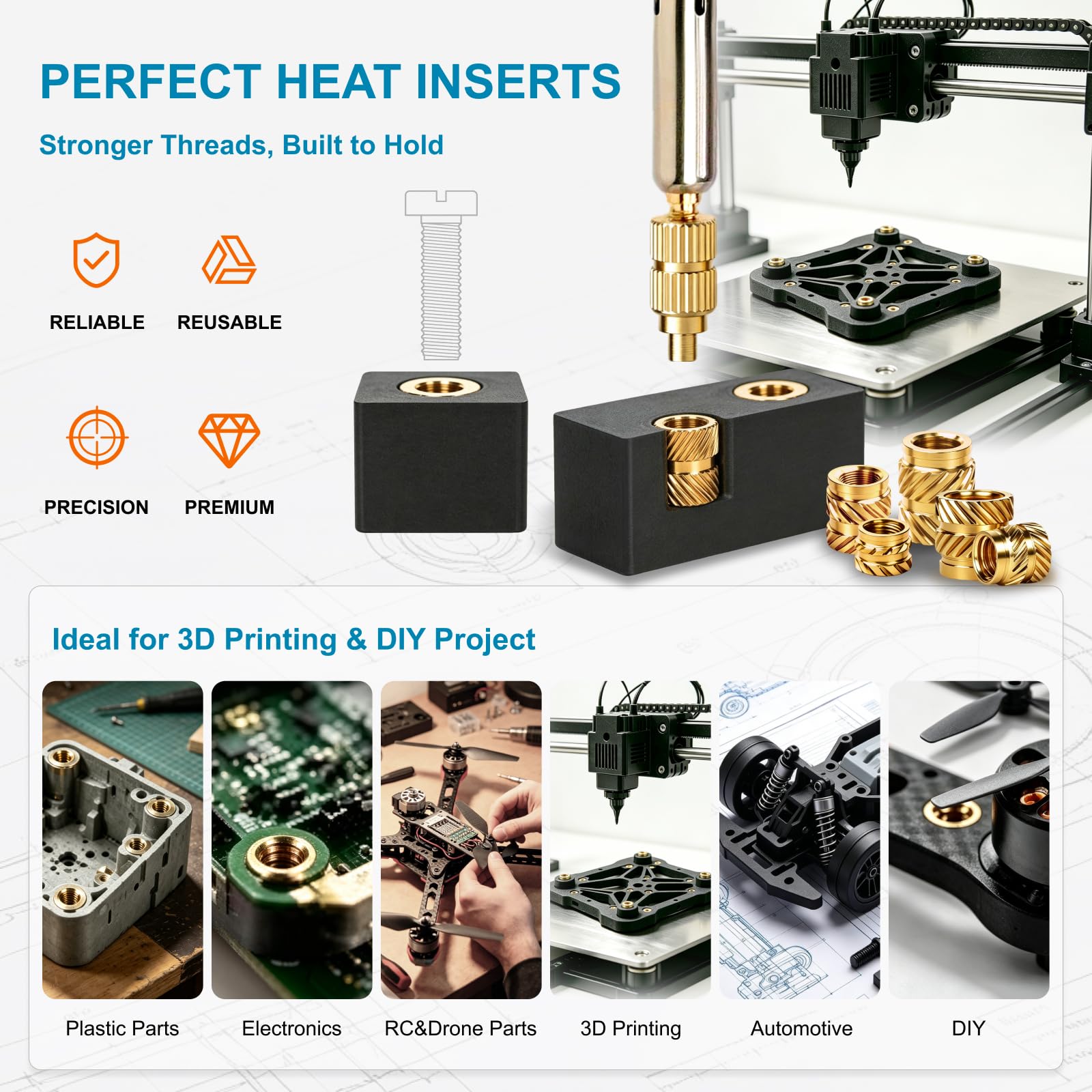 Threaded Inserts for 3D Printing - 607 Pcs -4 Threaded Inserts for 3D Printing - 607 Pcs -4