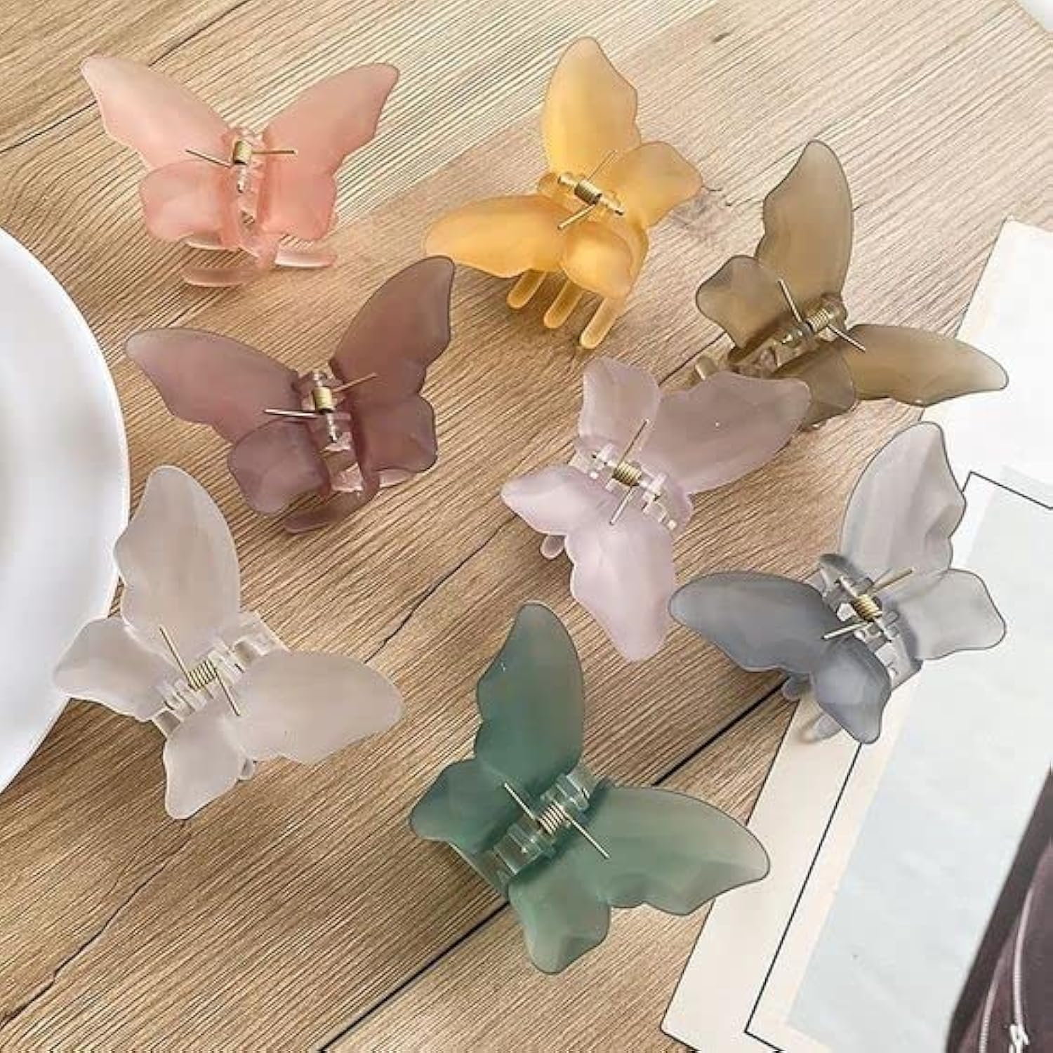 Bakefy- 6Butterfly Hair Clips for Women Matte Jelly Color Hair Clips for Thick Hair Cute Hair Clips Small Butterfly Clips for Women Multi