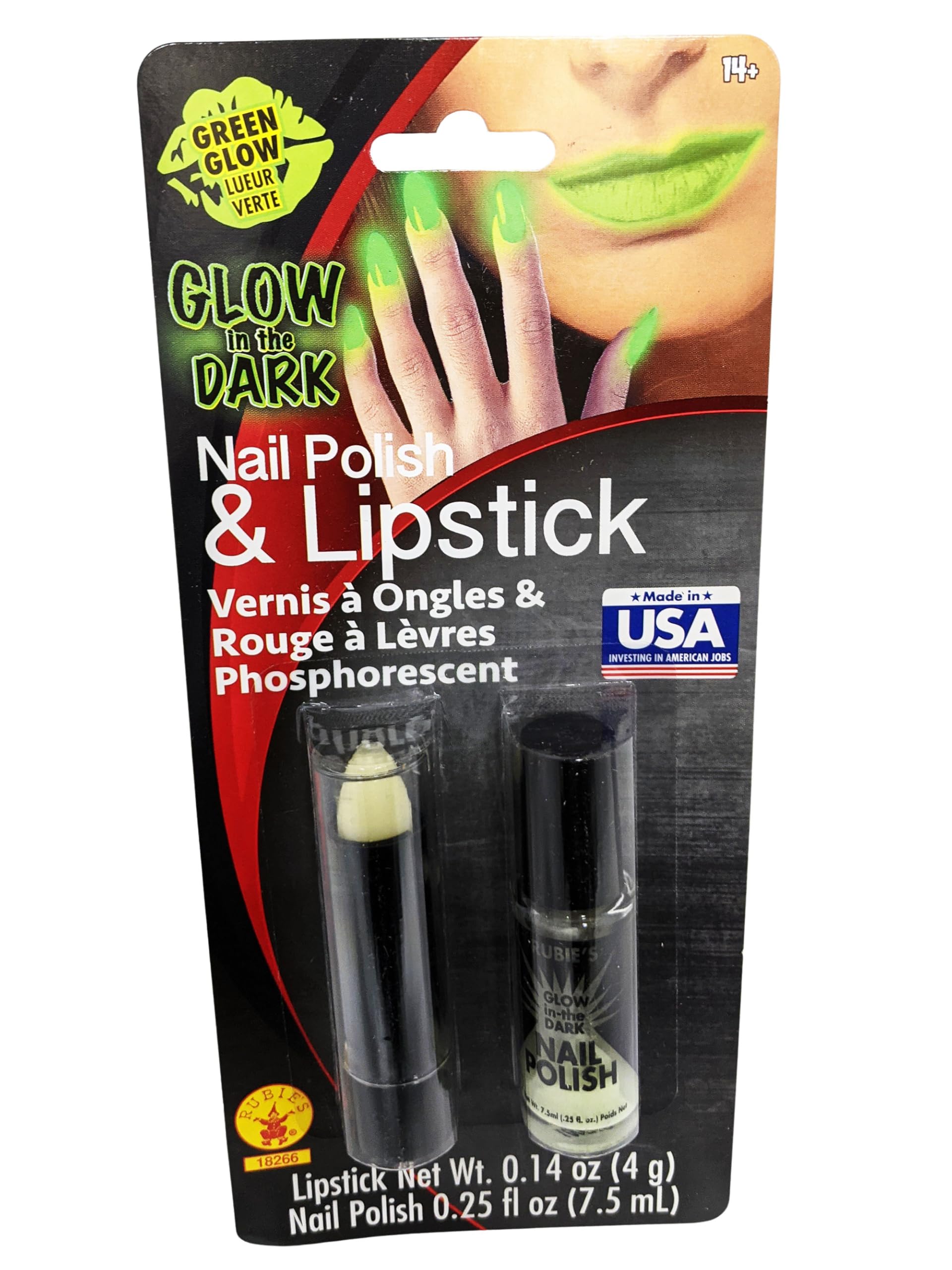 Rubie's Women's Glow-In-The-Dark Novelty Lipstick and Nail Polish, Multi, One Size