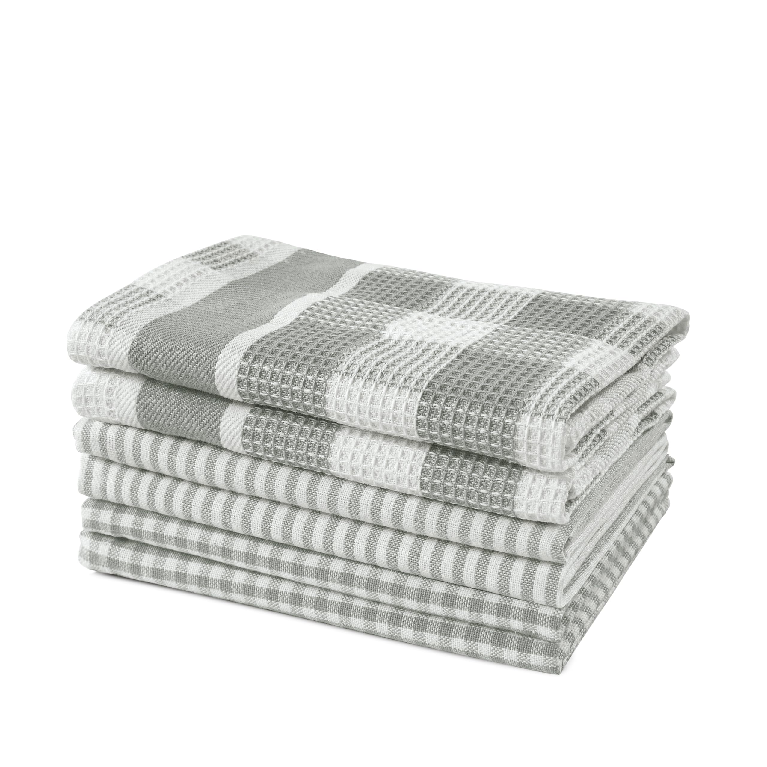 LANE LINEN Cotton Dish Towels for Drying Dishes - 6 Pack Soft Absorbent Kitchen Dish Cloths, Multi-Purpose Kitchen Towel for Cleaning & Drying, 12"x12" - Grey