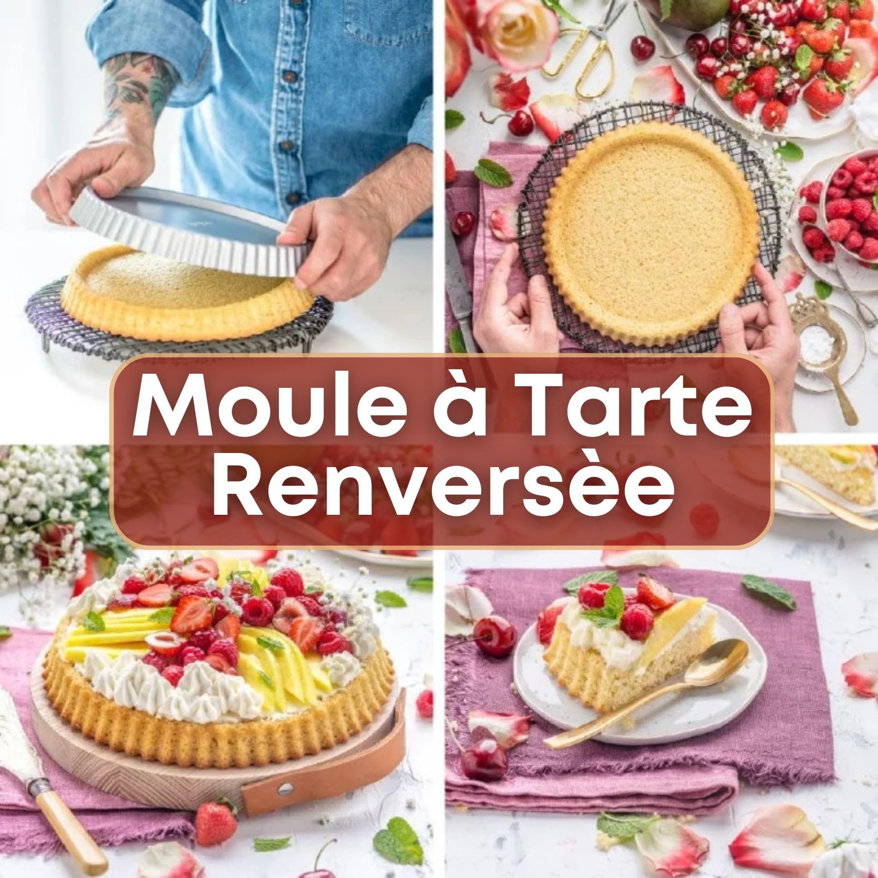 NAMAI - Moule Tarte, 28 cm Ø x 4cm H, Anti-Adhérent, Aluminium, Moules à Tarte, Plats à Tarte, Moule Gateau Rond, Made in Italy, Moule a Tarte, Moule Rond
