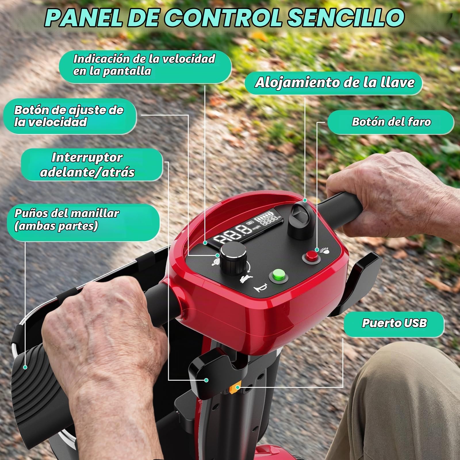 X-17 Plegable Mobility Scooter Discapacitados Personas mayores 4 Ruedas Bolsas Delanteras y Traseras, Autonomía 30km, Capacidad de Subir, Carga Máx 130kg,Asiento Ergonómico Cómodo