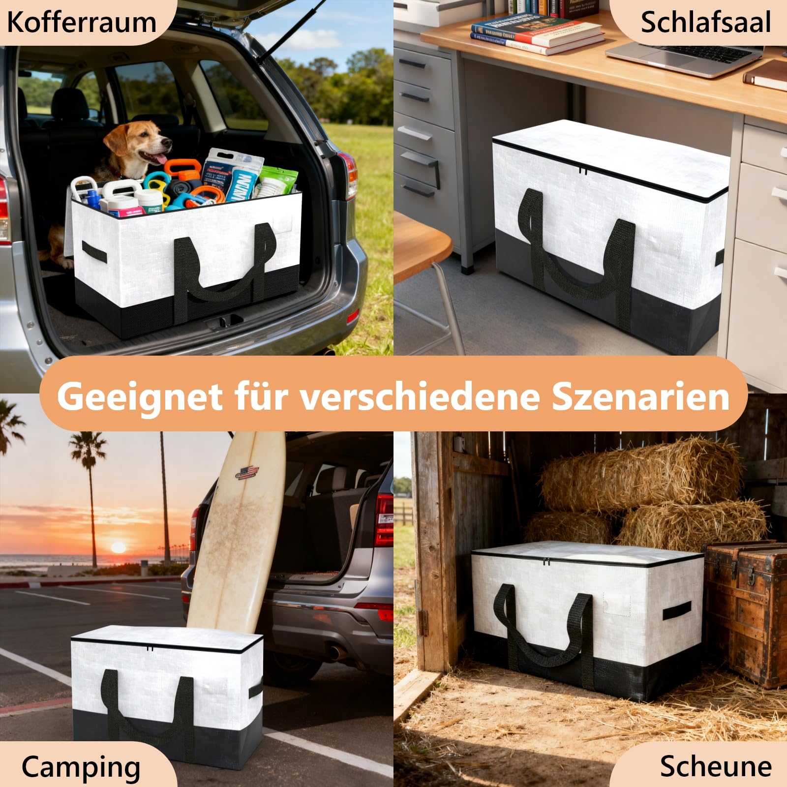 6-Pack Extra Schwere Duty-Große Umzugstaschen mit starkem Reißverschluss und komfortablen Griffen, robuste und langlebige Kleidungsaufbewahrungstaschen,Blaue Verpackungskisten für College-Zubehör