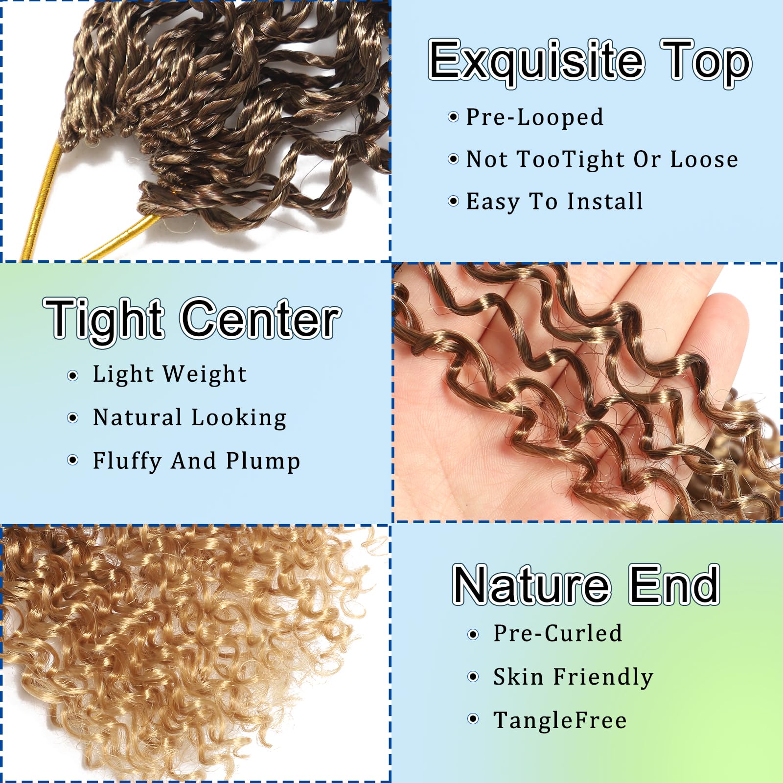 FLWAI Pre Looped Micro Kinky Curly Crochet Hair for Mini Passion Twist 8 Packs 12 Inch Kinky Twist Synthetic Wavy Curly Crochet Hair Extensions for Black Women (T33/27 - Image 3