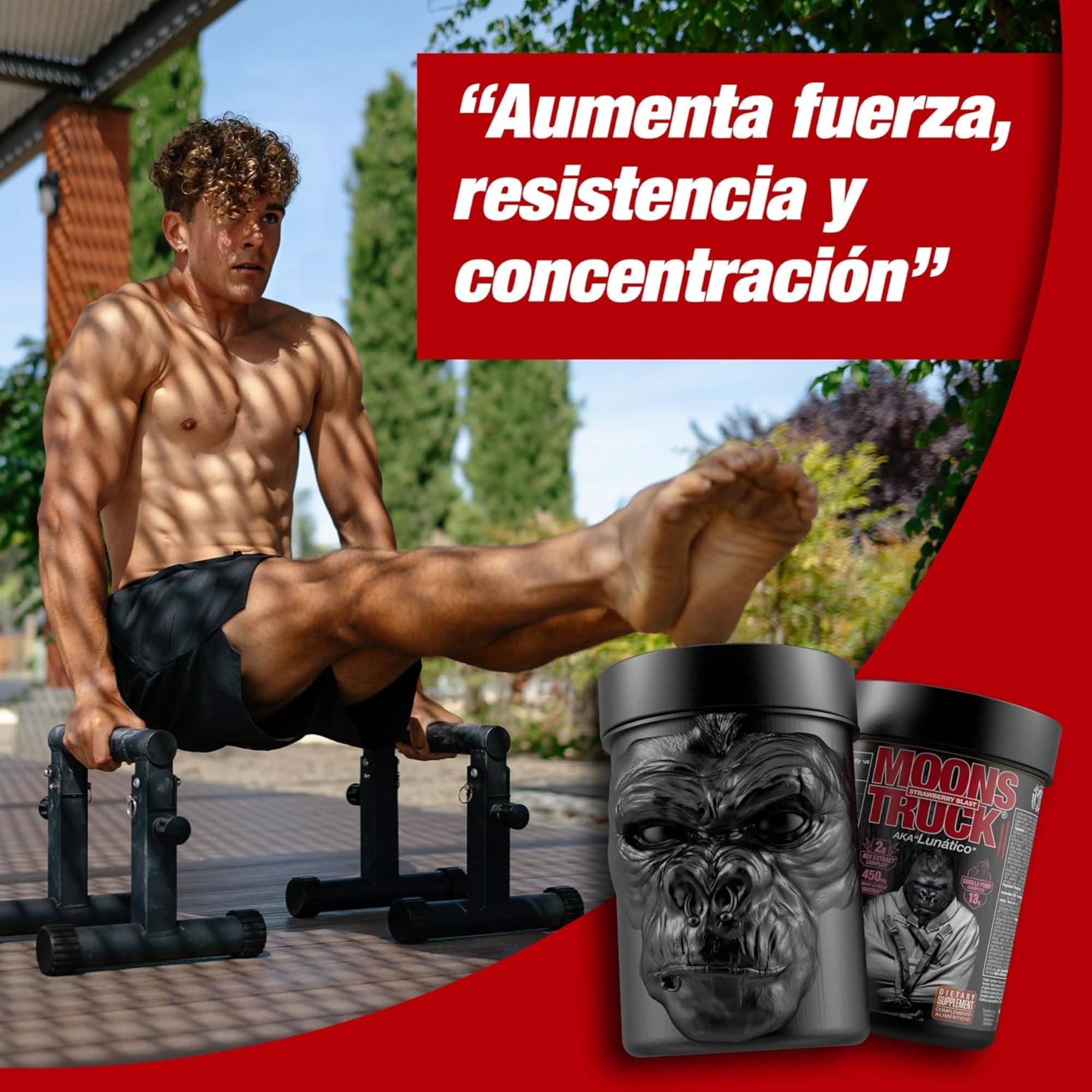 ZOOMAD LABS - Moonstruck II, Polvos Pre Entreno, Suplemente para Deportistas, Pre Workout en Polvo, con Cafeína, Citrulina y Extractos Vegetales - 510 g, Sabor Devil Cherry