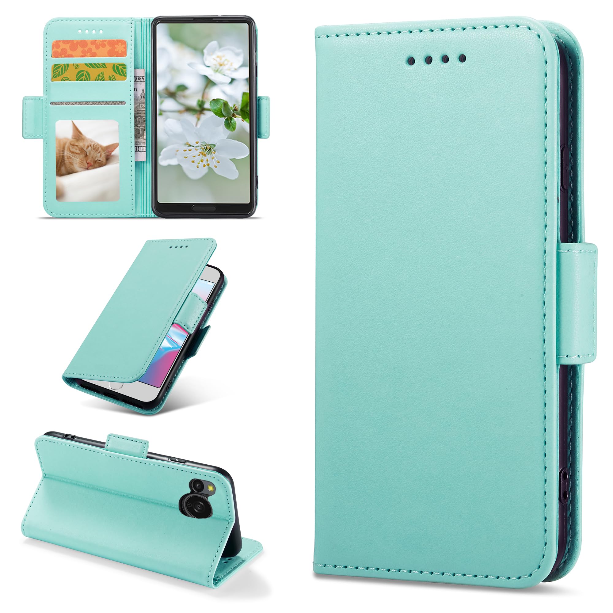 AQUOS Sense8 ケース手帳型 SH-54D SHG11 SH-M26 楽天モバイル ワイモバイル SIMフリー 全対応 ケース シャープ アクオス センス８手帳型ケース aquos sense8 case sh54d shm26 カバー 手帳 スマホケース 携帯ケース レザー 財布型 RFIDカード類信号盗難防止 サイドマグネット 耐衝撃 スタンド機能 セルリアンブルー