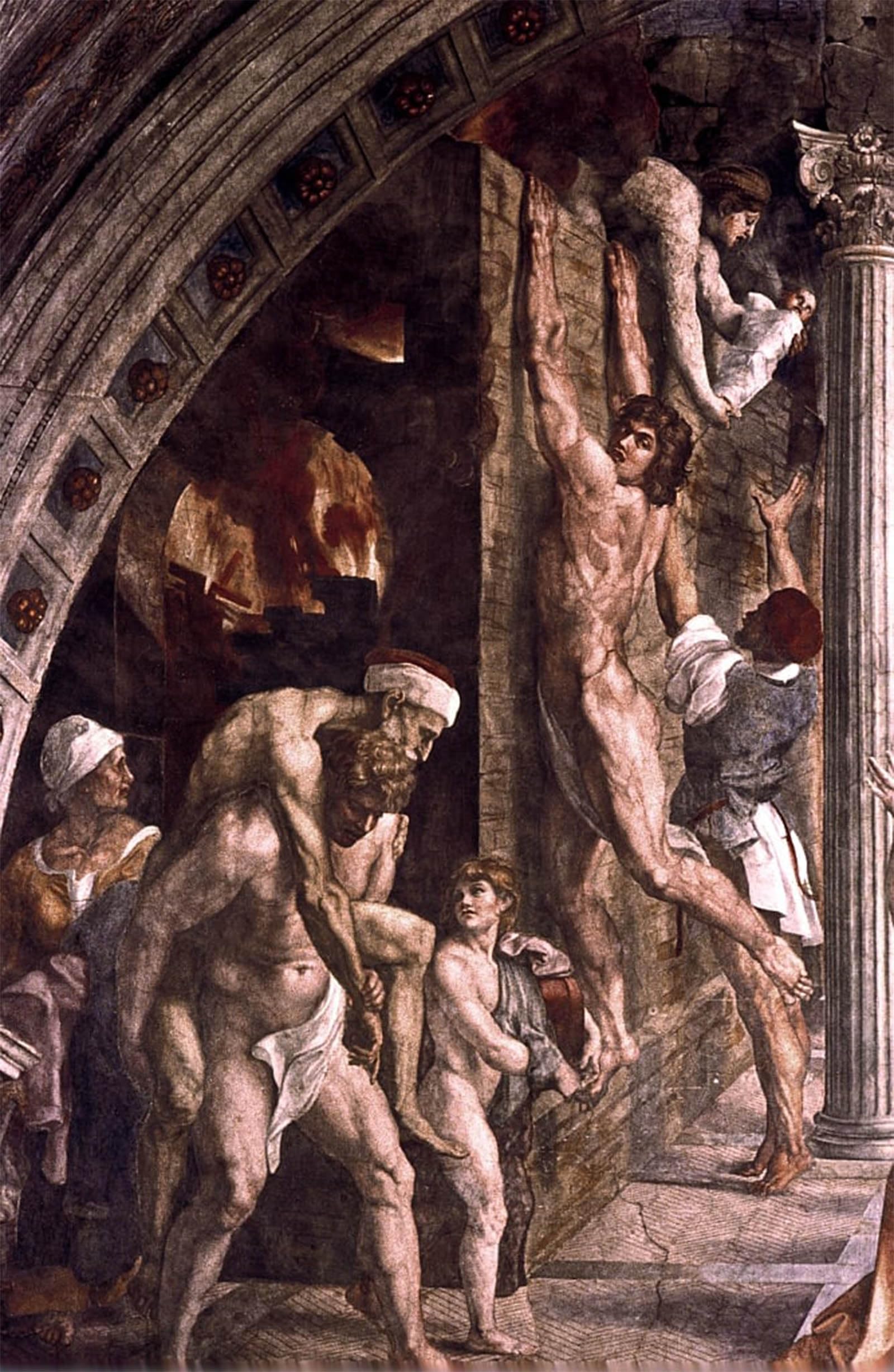 POSTERIIk Vintage Classic Picture Landscape Artwork the Fire in the Borgo Detail by Raffaello Sanzio Raphael Portrait Canvas Painting for Office Home Decor 60x90cm